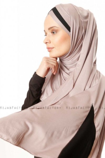 Duru - Hijab Jersey Grigio Pietra & Nero