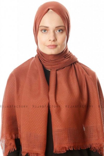 Ebru - Hijab Di Cotone Rosso Mattone