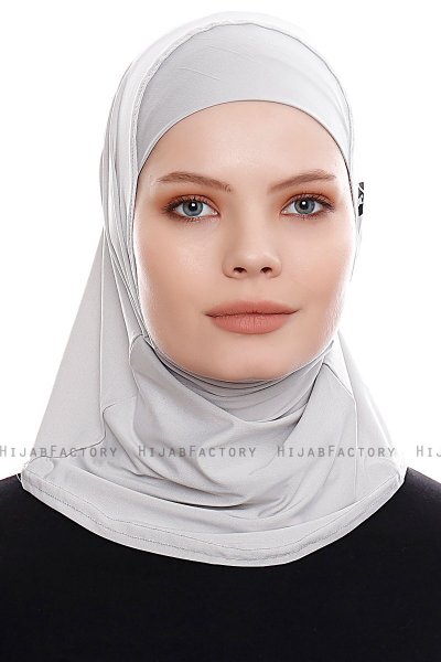 Elif - Hijab Sport Grigio Chiaro - Ecardin