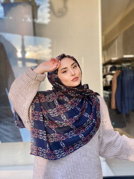 Elyas - Hijab Fantasia Di Cotone Blu Navy - Mirach