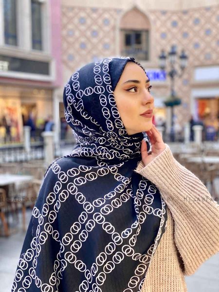 Elyas - Hijab Fantasia Di Cotone Nero - Mirach