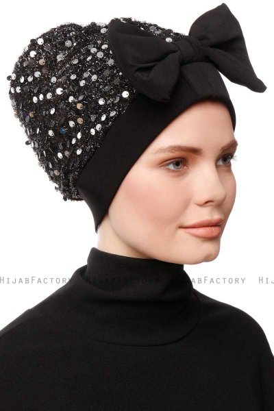 Enfleda - Turbante Nero & Grigio Chiaro