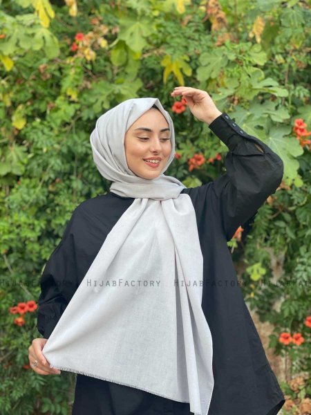 Ermina - Hijab Di Cotone Grigio Chiaro - Mirach