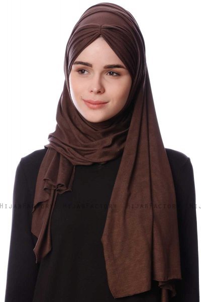 Eslem - Hijab Pile Jersey Marrone - Ecardin