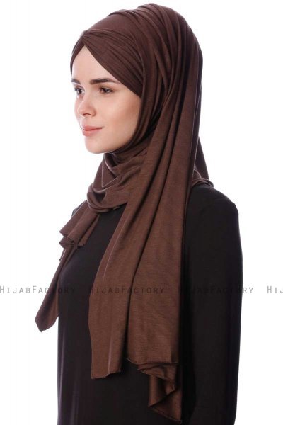 Eslem - Hijab Pile Jersey Marrone - Ecardin