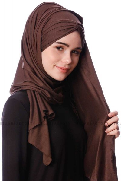 Eslem - Hijab Pile Jersey Marrone - Ecardin