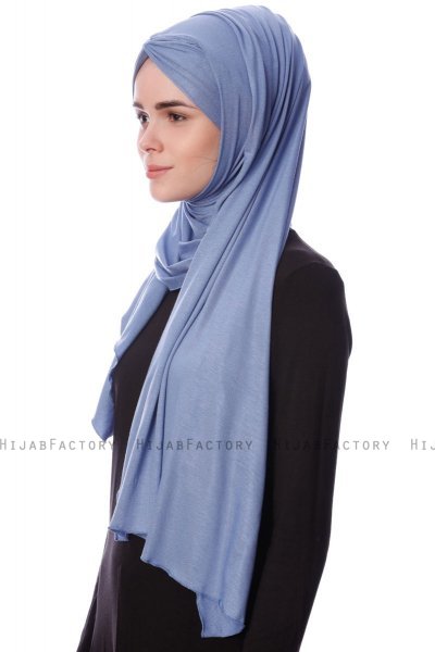 Eslem - Hijab Pile Jersey Indaco - Ecardin
