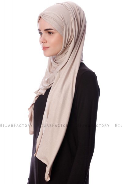 Eslem - Hijab Pile Jersey Taupe Chiaro - Ecardin