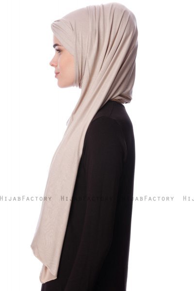 Eslem - Hijab Pile Jersey Taupe Chiaro - Ecardin
