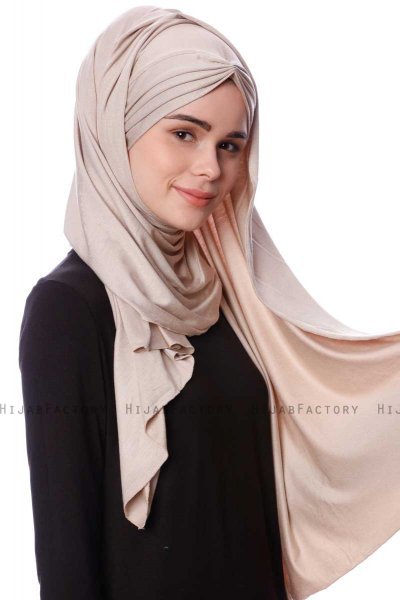Eslem - Hijab Pile Jersey Taupe Chiaro - Ecardin