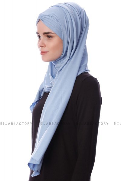Eslem - Hijab Pile Jersey Azzurro - Ecardin