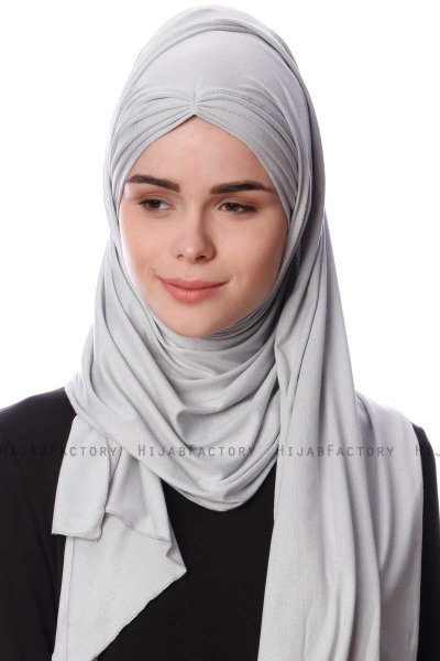 Eslem - Hijab Pile Jersey Grigio Chiaro - Ecardin