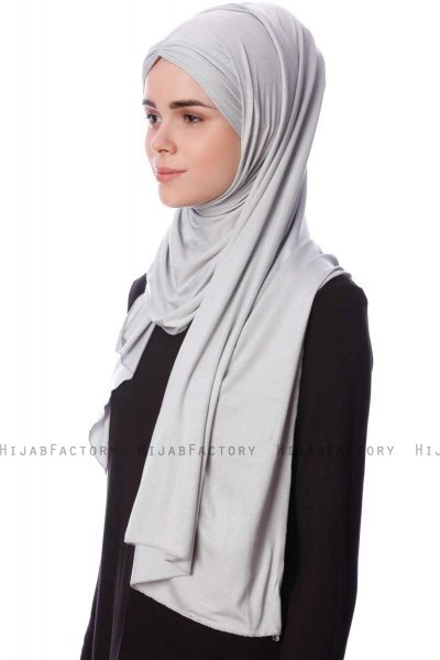 Eslem - Hijab Pile Jersey Grigio Chiaro - Ecardin