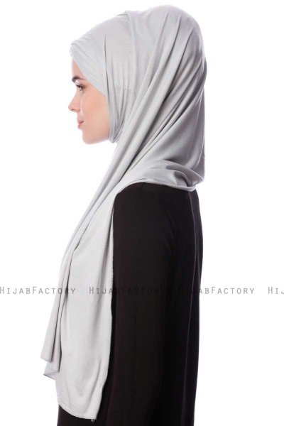 Eslem - Hijab Pile Jersey Grigio Chiaro - Ecardin
