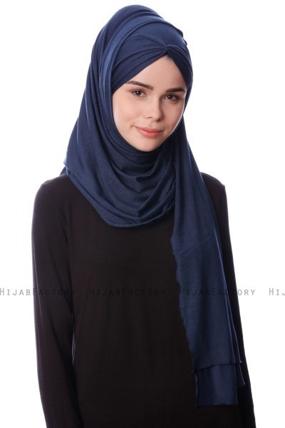 Eslem - Hijab Pile Jersey Blu Navy - Ecardin