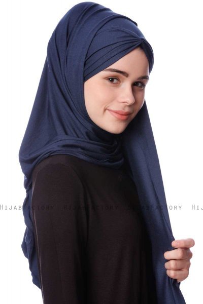 Eslem - Hijab Pile Jersey Blu Navy - Ecardin