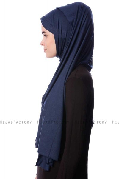 Eslem - Hijab Pile Jersey Blu Navy - Ecardin