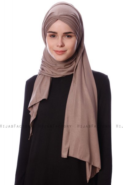 Eslem - Hijab Pile Jersey Taupe Scuro - Ecardin