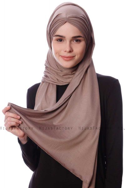 Eslem - Hijab Pile Jersey Taupe Scuro - Ecardin