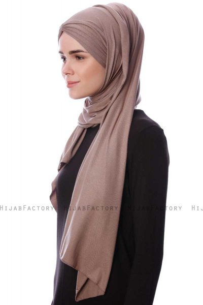 Eslem - Hijab Pile Jersey Taupe Scuro - Ecardin