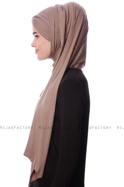 Eslem - Hijab Pile Jersey Taupe Scuro - Ecardin