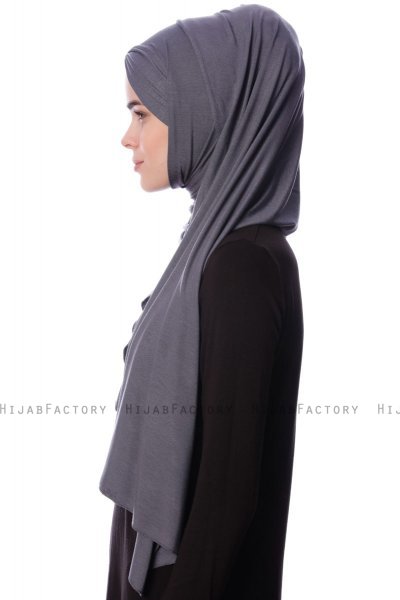 Eslem - Hijab Pile Jersey Grigio Scuro - Ecardin