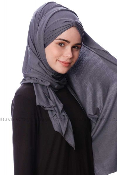 Eslem - Hijab Pile Jersey Grigio Scuro - Ecardin