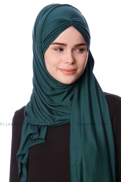 Eslem - Hijab Pile Jersey Verde Scuro - Ecardin