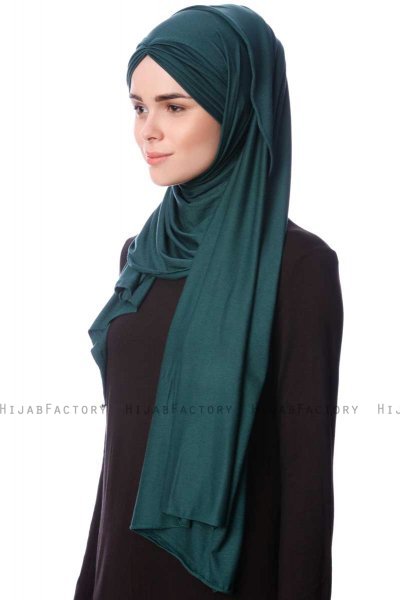 Eslem - Hijab Pile Jersey Verde Scuro - Ecardin