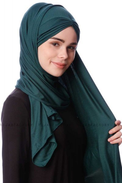 Eslem - Hijab Pile Jersey Verde Scuro - Ecardin