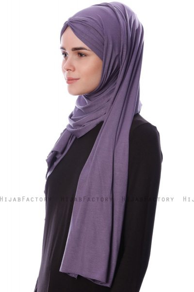 Eslem - Hijab Pile Jersey Viola Scuro - Ecardin