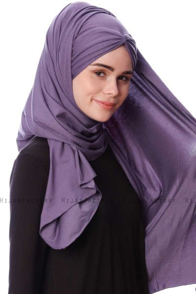 Eslem - Hijab Pile Jersey Viola Scuro - Ecardin