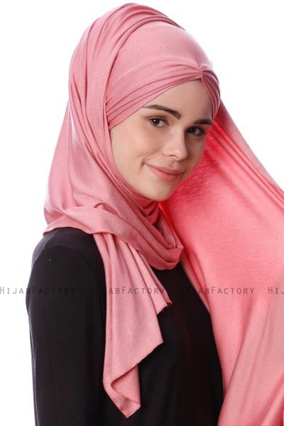 Eslem - Rosa Scuro Pile Jersey Hijab - Ecardin
