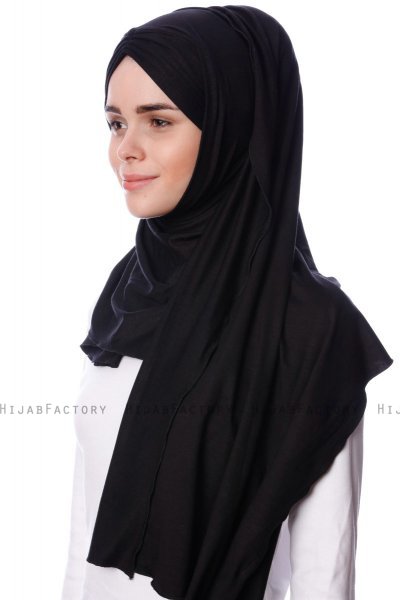 Eslem - Hijab Pile Jersey Nero - Ecardin
