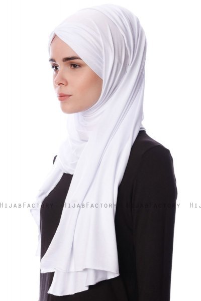Eslem - Hijab Pile Jersey Bianca - Ecardin