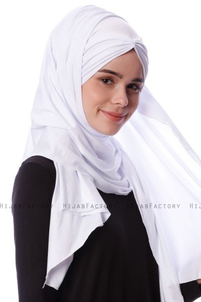 Eslem - Hijab Pile Jersey Bianca - Ecardin