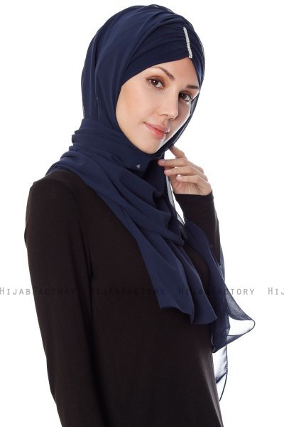Evren - Chiffon Hijabte Blu Navy