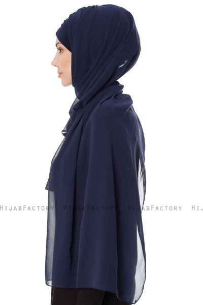 Evren - Chiffon Hijabte Blu Navy