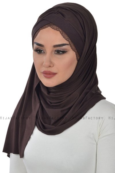 Filippa - Hijab Cotone Pratico Marrone - Ayse Turban