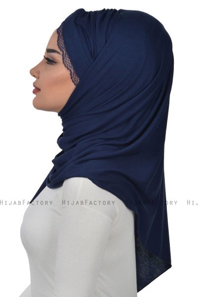 Filippa - Hijab Cotone Pratico Blu Navy - Ayse Turban