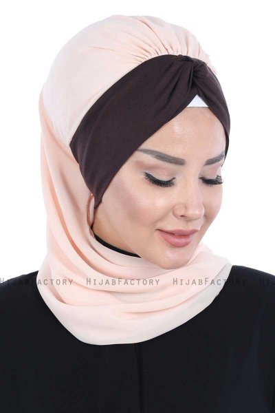 Gill - Hijab Pratico Beige & Marrone