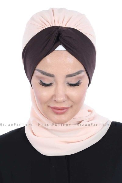 Gill - Hijab Pratico Beige & Marrone
