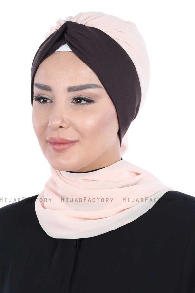 Gill - Hijab Pratico Beige & Marrone