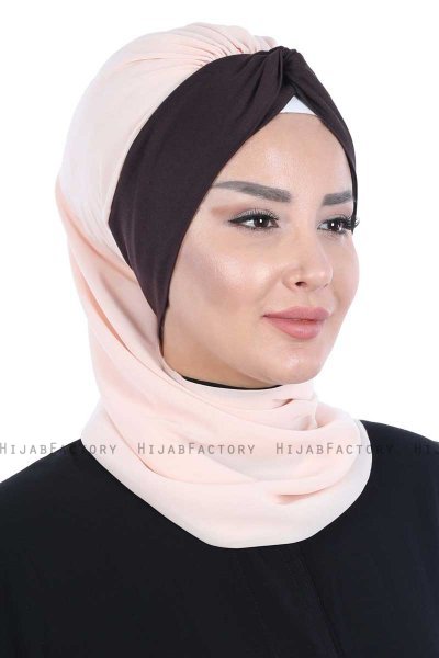 Gill - Hijab Pratico Beige & Marrone