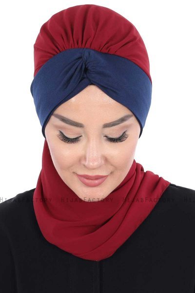 Gill - Hijab Pratico Bordò & Blu Navy