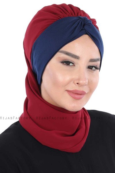Gill - Hijab Pratico Bordò & Blu Navy