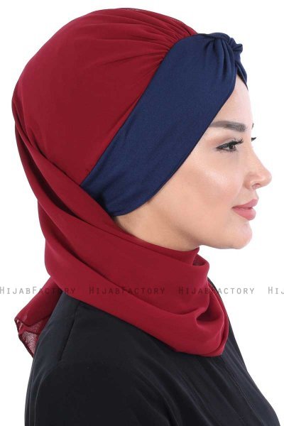 Gill - Hijab Pratico Bordò & Blu Navy
