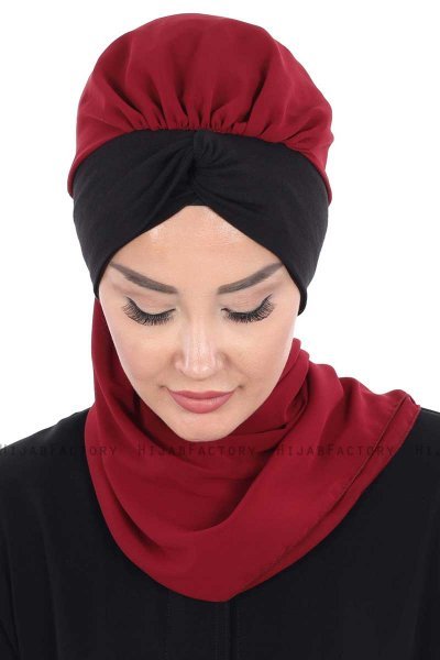 Gill - Hijab Pratico Bordò & Nero