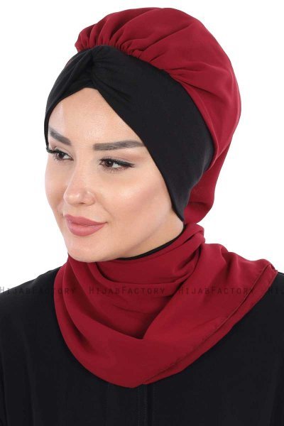 Gill - Hijab Pratico Bordò & Nero