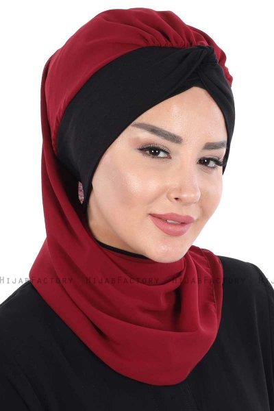 Gill - Hijab Pratico Bordò & Nero